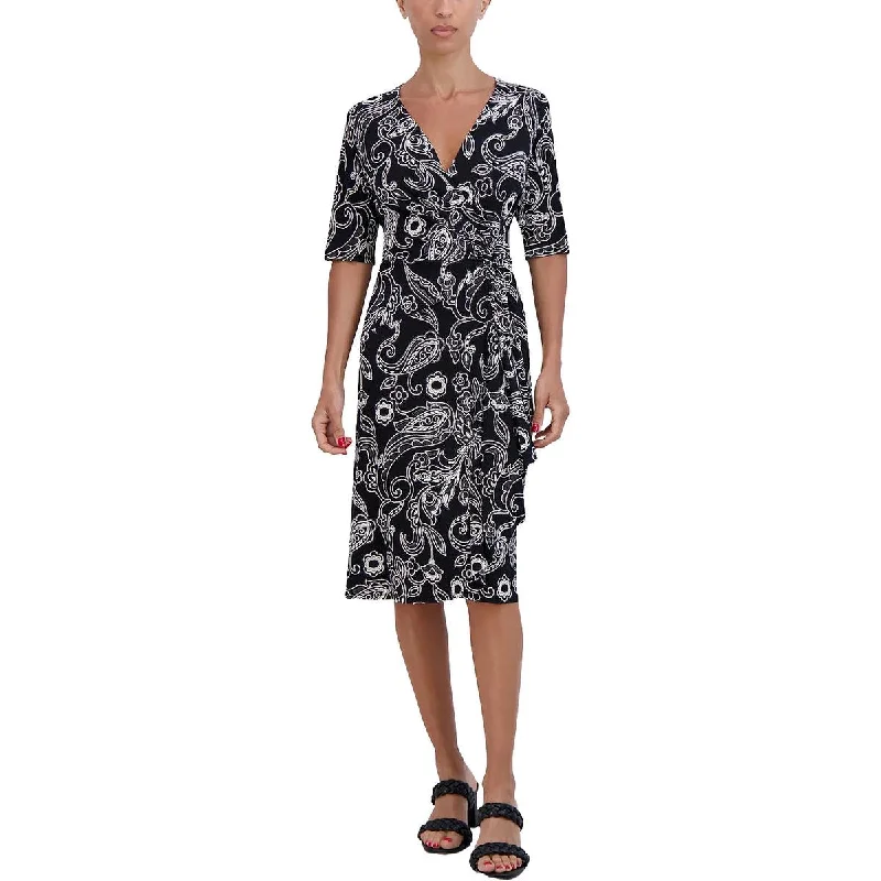 Signature By Robbie Bee Womens Petites O-Ring Midi Wrap Dress