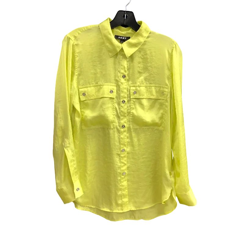 Top Long Sleeve By Dkny In Yellow, Size: S