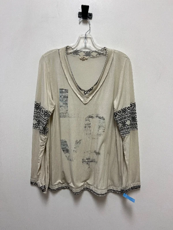 Top Long Sleeve By Pol In Black & Cream, Size: S