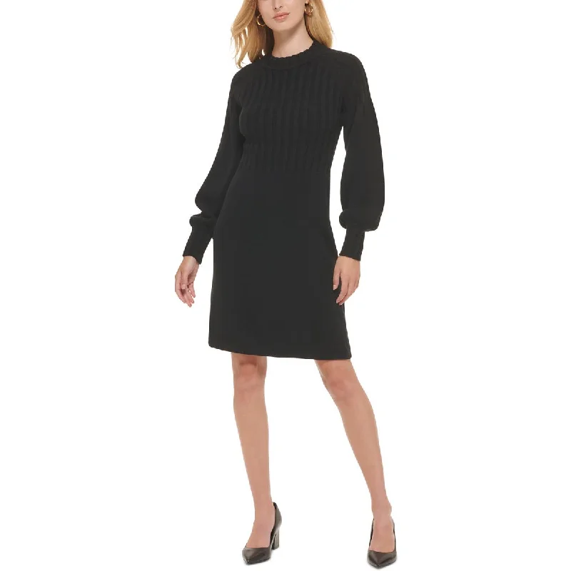 Calvin Klein Womens Petites Ribbed Midi Sweaterdress