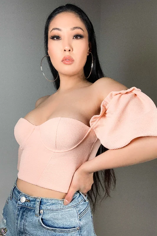 SWEETIE POPLIN SLEEVE CROP TOP PINK