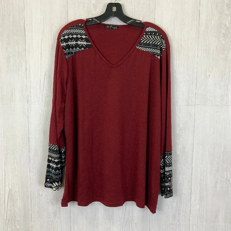 Top Long Sleeve By Clothes Mentor In Red, Size: 3x