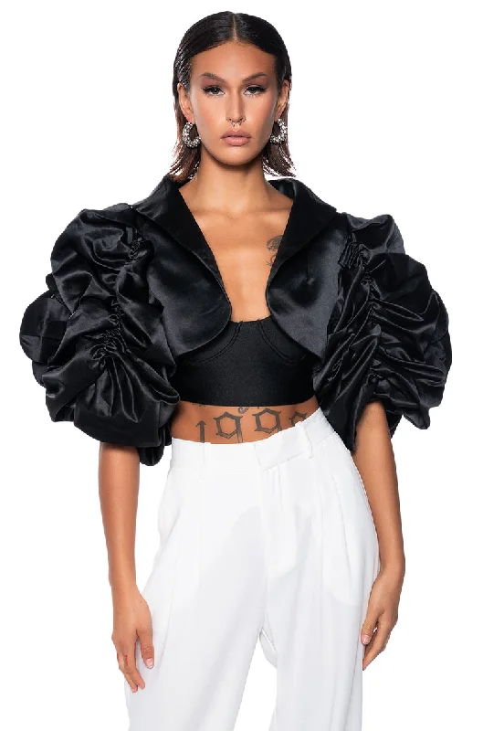 HOLIDAY PARTY BOLERO SCRUNCHED SLEEVE