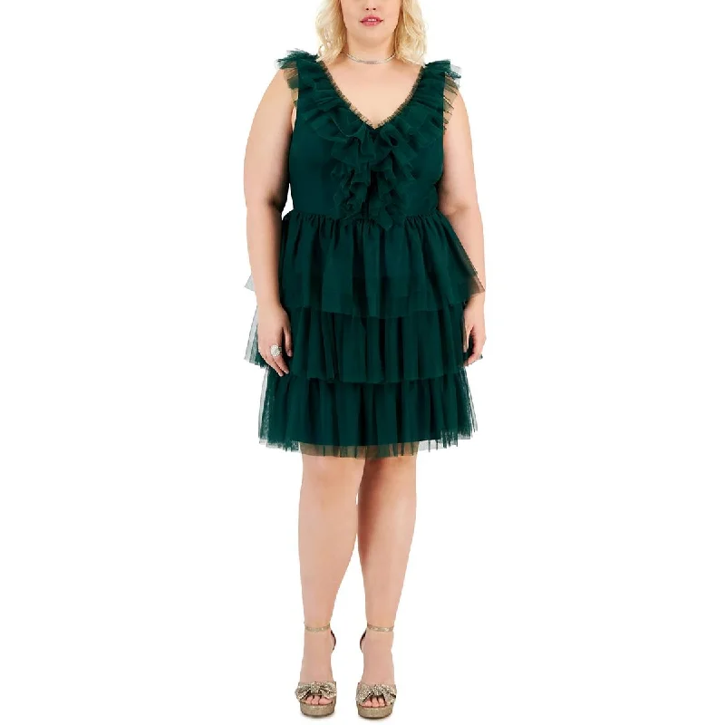 City Studios Womens Plus Tulle Midi Cocktail And Party Dress