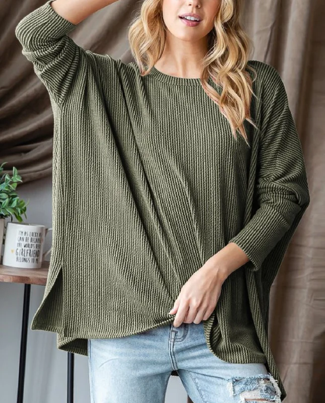 Plus Rib Oversize Dolman Top