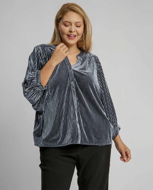 Plus V-Notch Button Down Top