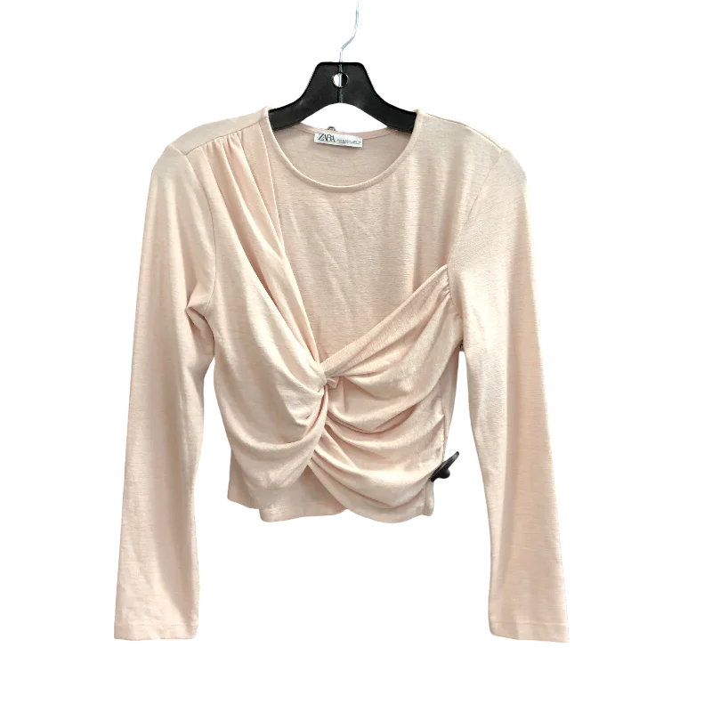 Top Long Sleeve By Zara In Pink, Size: M