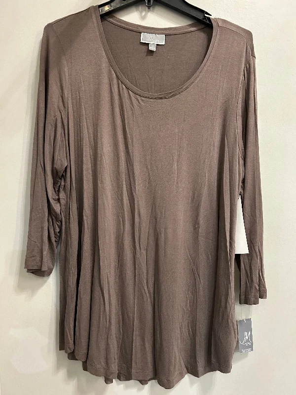 Top Long Sleeve Basic By Jm Collections In Brown, Size: 1x