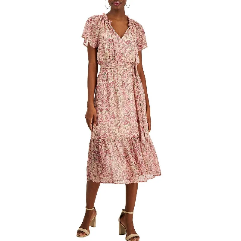 INC Womens Chiffon Paisley Midi Dress