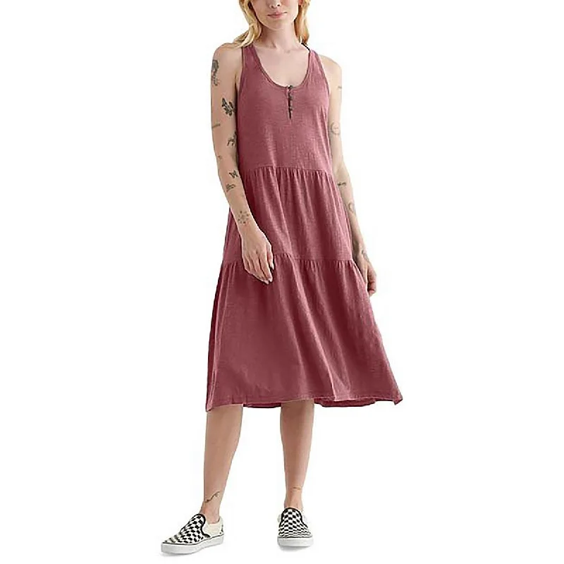 Lucky Brand Womens Tiered Sleeveless Midi Dress