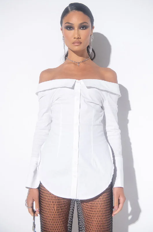 KIKI OFF THE SHOULDER POPLIN BLOUSE