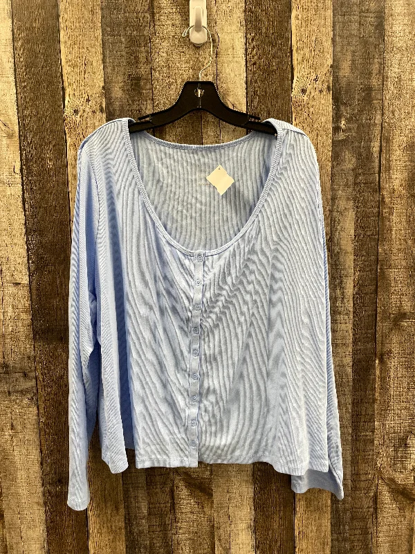 Top Long Sleeve By A New Day In Blue, Size: 3x