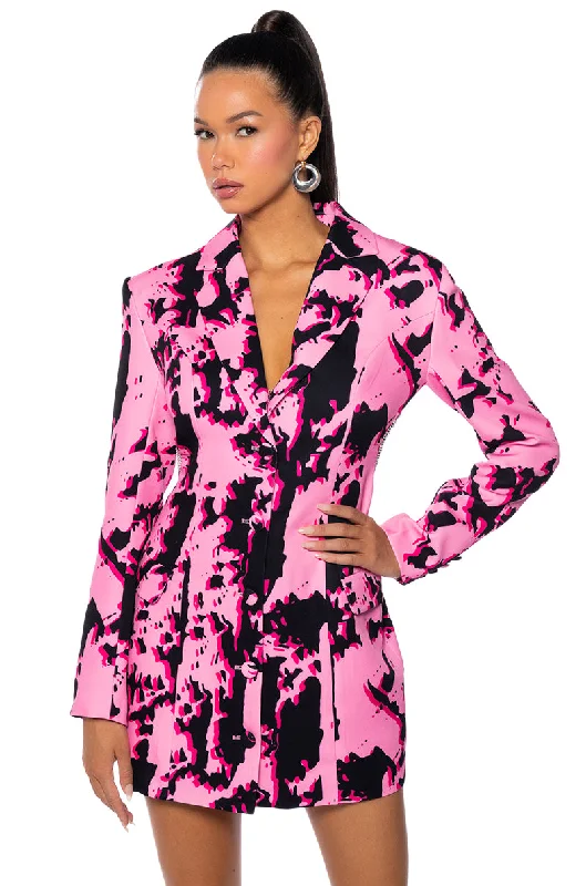 BLURRED LINES OPEN BACK MINI BLAZER DRESS