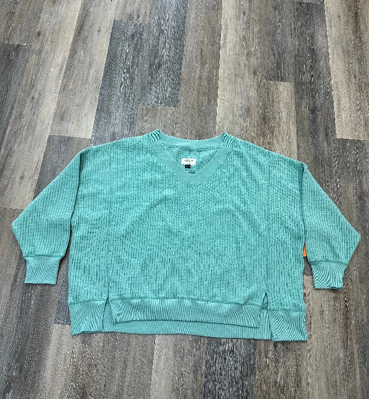 Top Long Sleeve By American Eagle In Aqua, Size: L