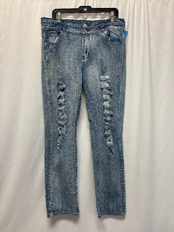 Jeans Straight By Bamboo In Blue Denim, Size: 16