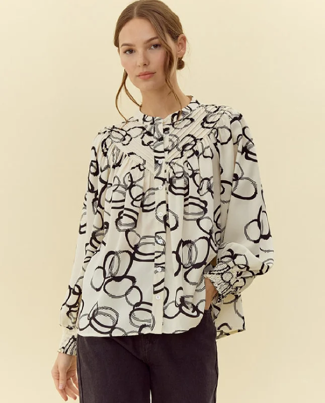 Dolman Sleeve Abstract Print Top