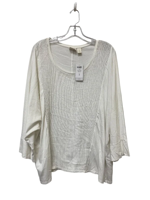 Top Long Sleeve By Chicos In White