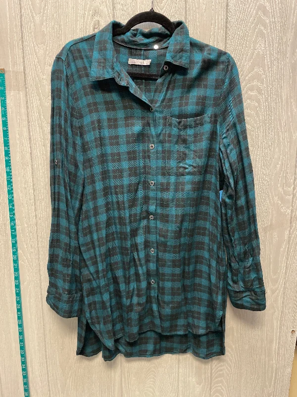 Tunic Long Sleeve By Kenneth Cole Reaction In Plaid Pattern, Size: L