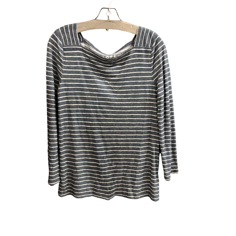 Top Long Sleeve By Loft In Blue & White, Size: M