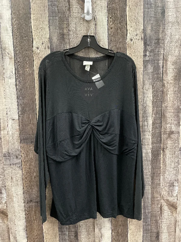 Top Long Sleeve By Ava & Viv In Black, Size: 3x