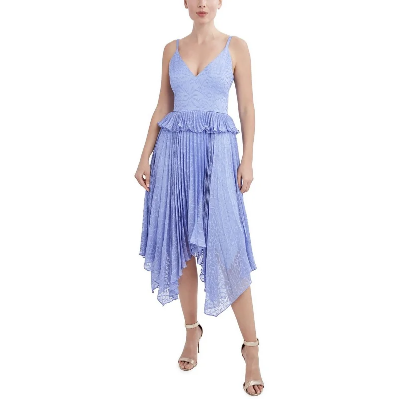 BCBGMAXAZRIA Womens Pleated Midi Cocktail And Party Dress