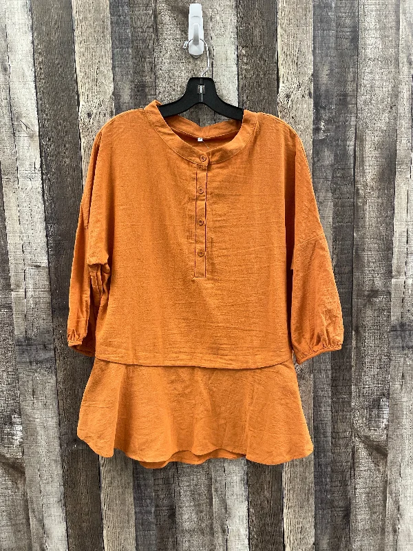 Top Long Sleeve By Cmf In Orange, Size: Xl