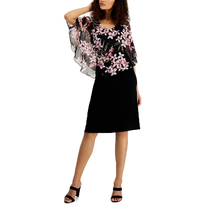 Connected Apparel Womens Floral Midi Sheath Dress