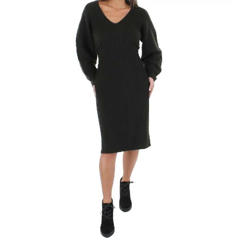 Vince Womens Fitted Wool Midi Sweaterdress