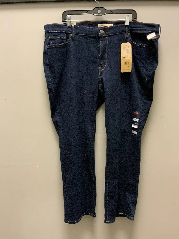 Jeans Straight By Levis In Blue Denim, Size: 22