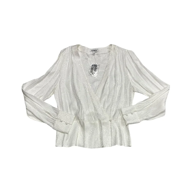 Top Long Sleeve By Express In White, Size: M