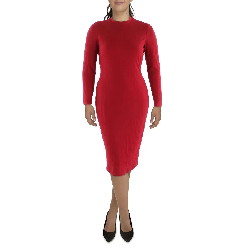 INC Womens Mock Neck Midi Shift Dress