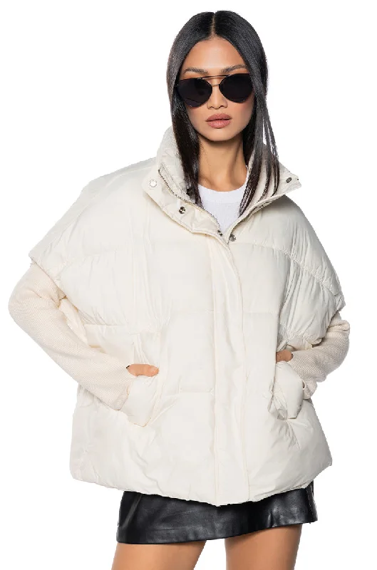 DO IT FOR FUN PUFFER RIB SLEEVE COAT