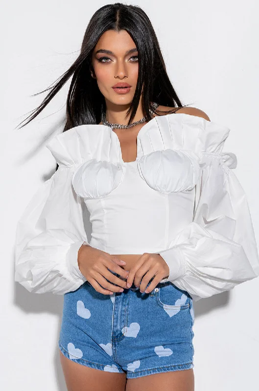 BIGGEST FAN RUFFLE DETAIL BLOUSE