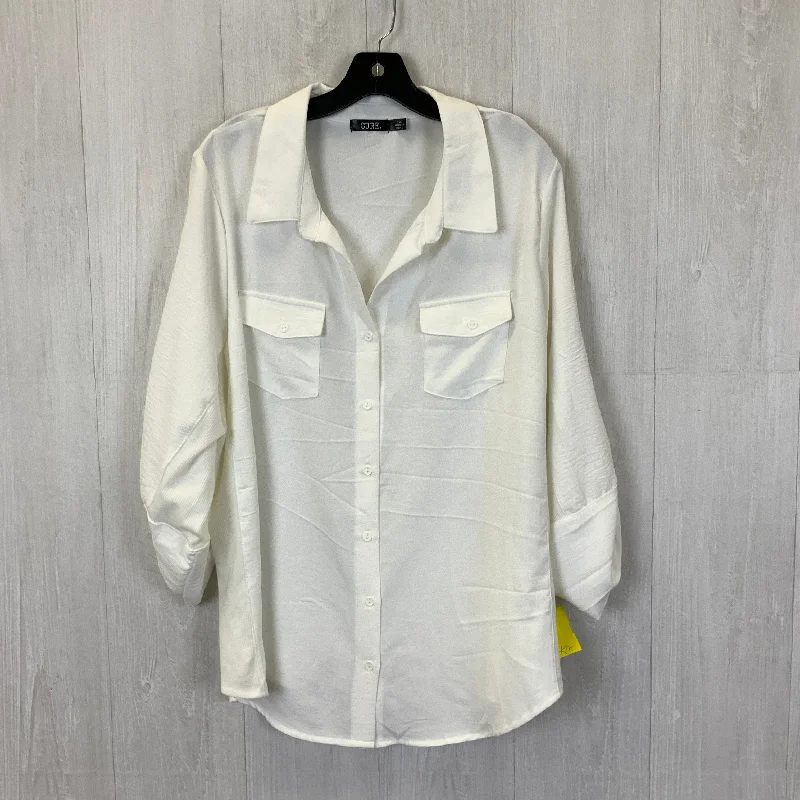 Top Long Sleeve By Clothes Mentor In White, Size: 3x