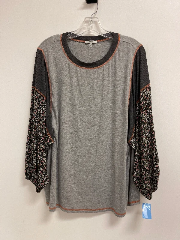 Top Long Sleeve By Jodifl In Grey, Size: L