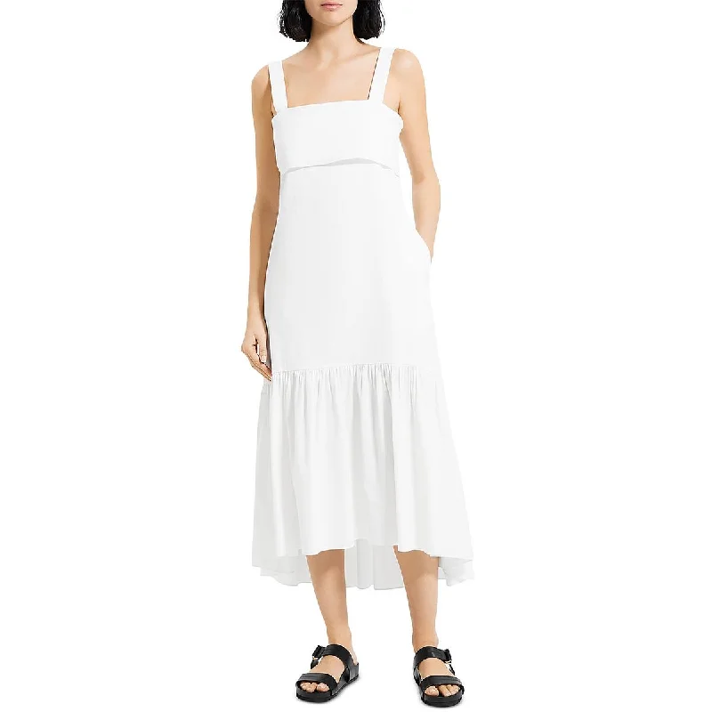 Theory Womens Linen Tie-back Midi Dress