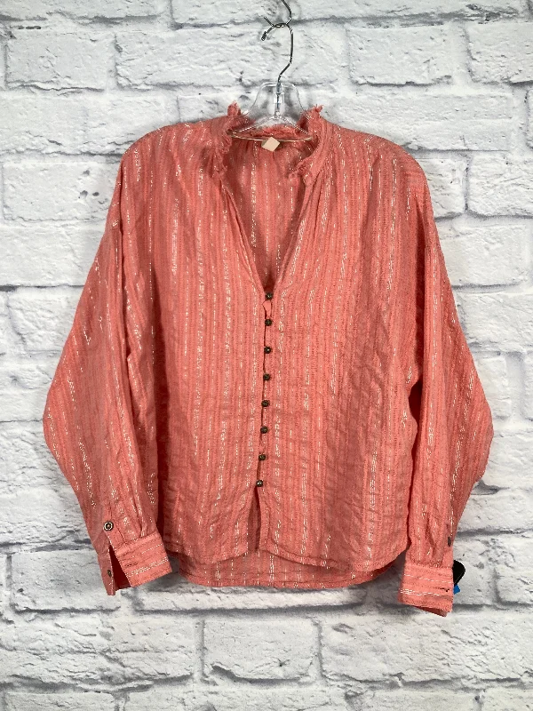 Top Long Sleeve By Pilcro In Pink, Size: S