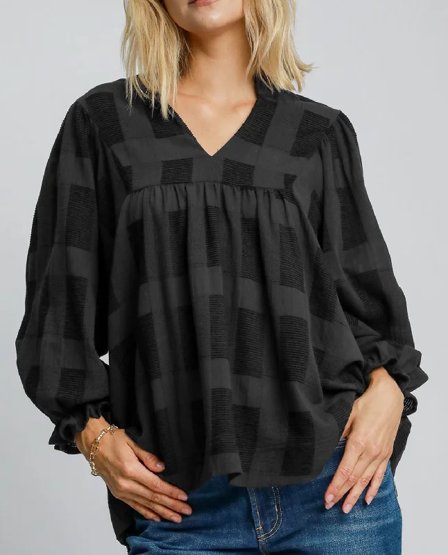 Square Jacquard High Neck Top