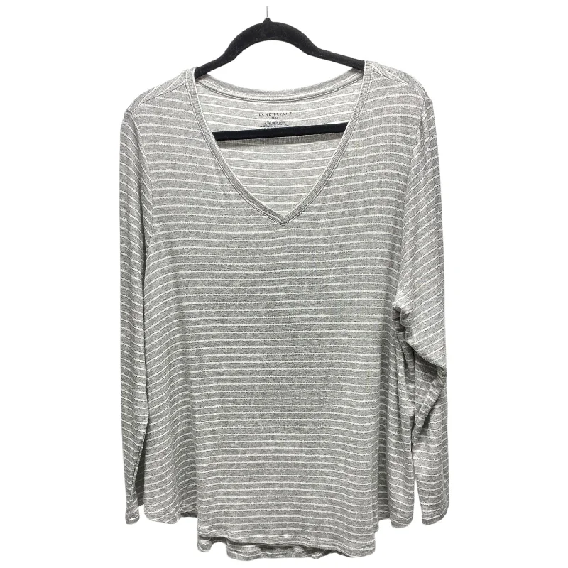 Top Long Sleeve By Lane Bryant In Silver & White, Size: L