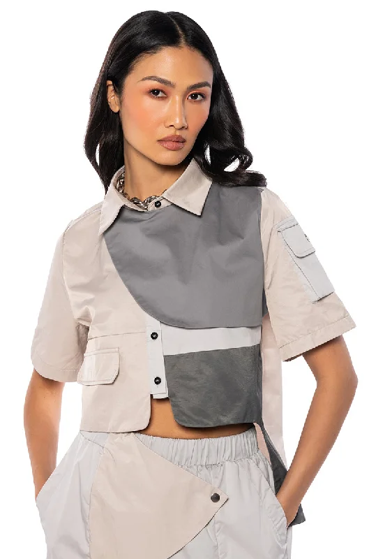 CHARLEE ASYMMETRICAL BUTTONDOWN TOP