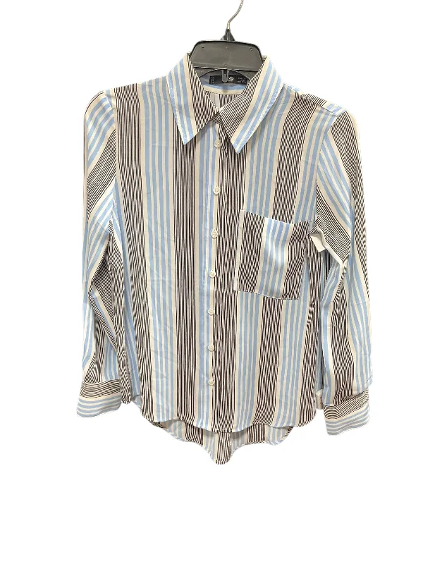 Blouse Long Sleeve By Mng In Striped Pattern, Size: 0