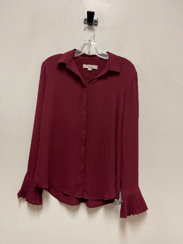 Blouse Long Sleeve By Loft In Red, Size: S