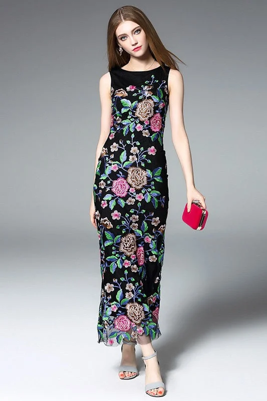 All Floral Embroidered Maxi Dress