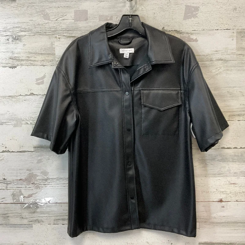 Blouse Short Sleeve By Top Shop In Black, Size: S