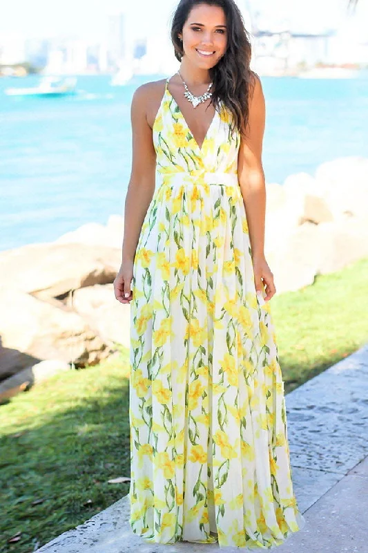 Tropical Print Maxi Dress