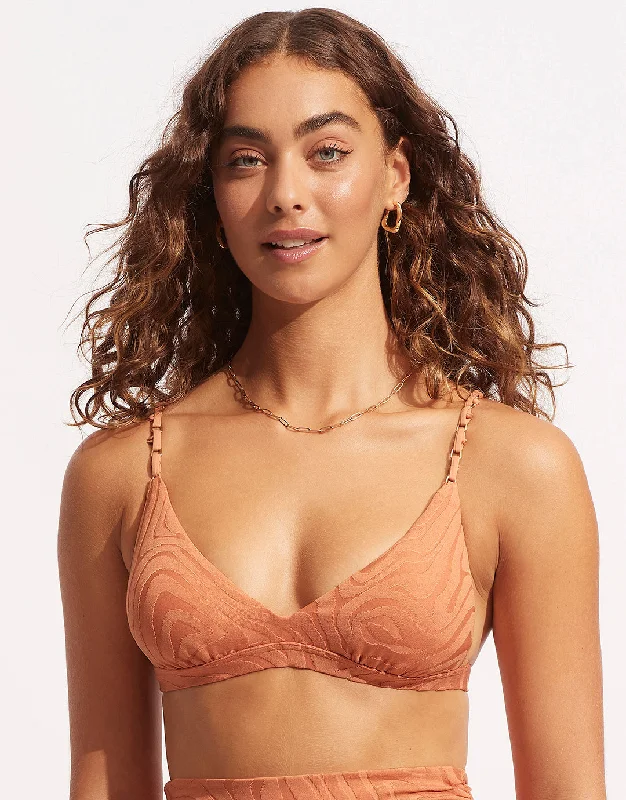 Second Wave Fixed Tri Bikini Top - Copper Tan