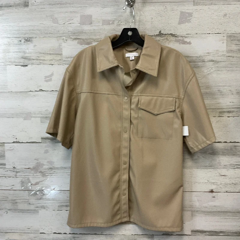 Blouse Short Sleeve By Top Shop In Brown, Size: S