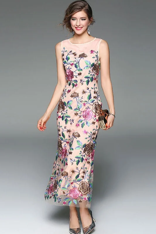 Floral Embroidered Maxi Dress