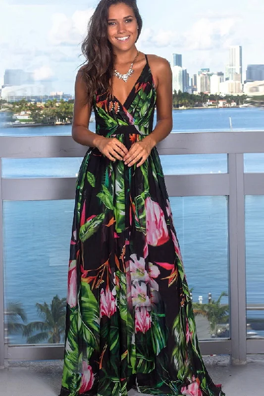 Tropical Print Maxi Dress