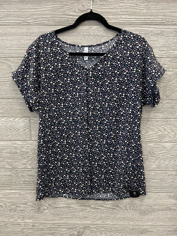 Blouse Short Sleeve By Clothes Mentor In Navy, Size: M